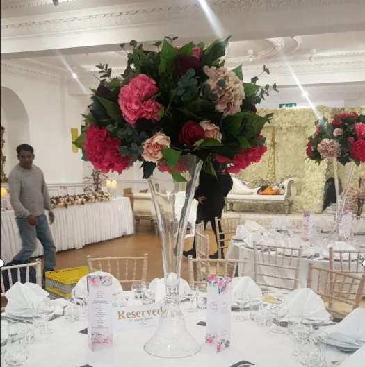 Cheap wedding decoration tall glass cone shaped vases