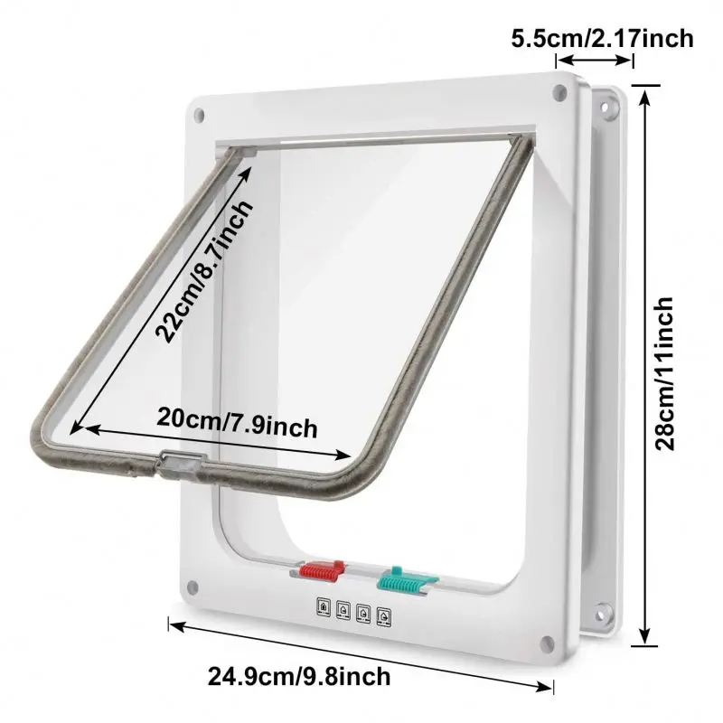 Pet Flap Brown Automatic Interior PVC Dog Cat Doors  Cat Door 4 Way Locking Magnetic For Home Puppy & Cat Pet Door