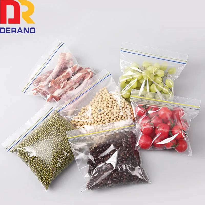 Customized Reclosable Food Packing Clear Ziplock Plastic PE Double Zipper Bag Freezer Zip Lock Bags