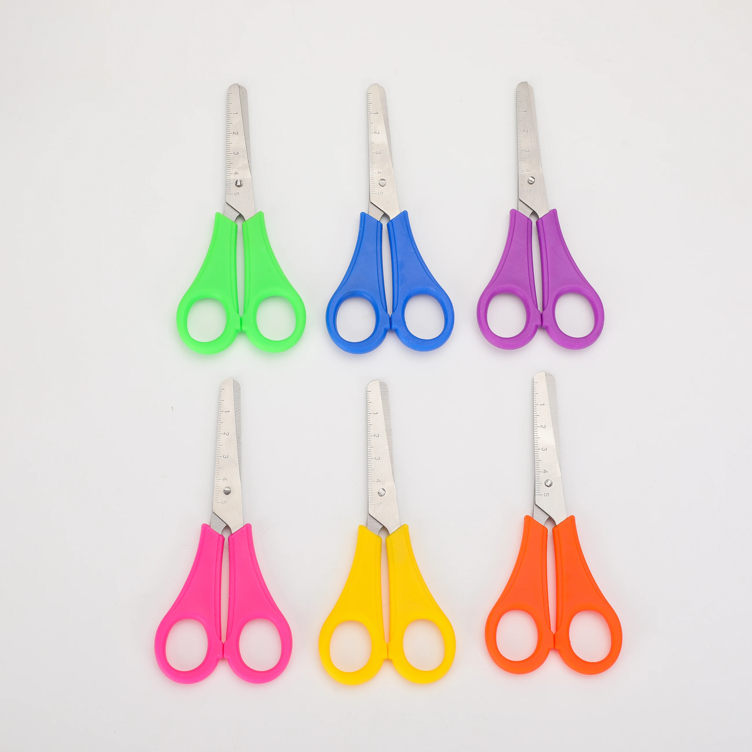 Newest 5 Inch Round Tips Safety Design Kids Scissors Paper Craft With Ruler for Student