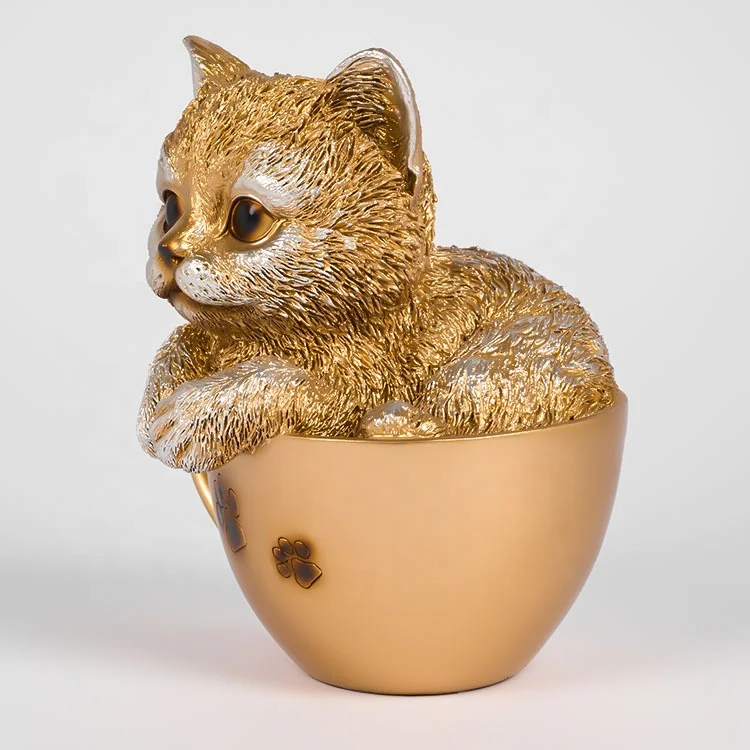 Jiayi OEM Custom Resin Crafts Hand Made Cat Figurine Cat Resin Figurine Home Decor