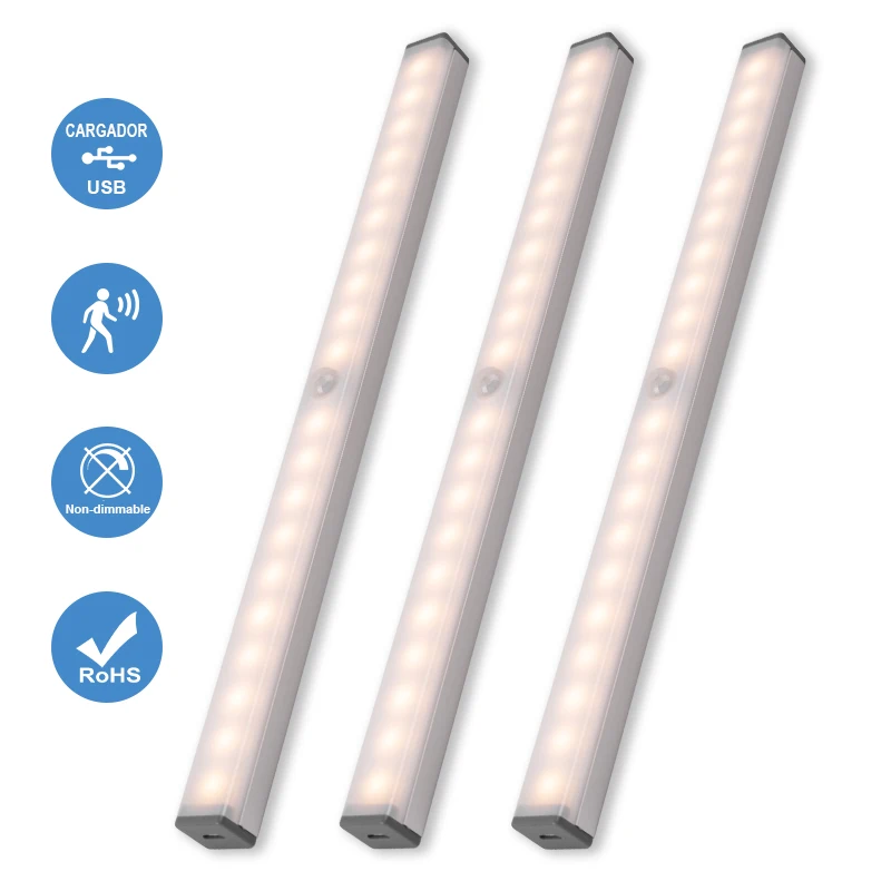 Auto LED Cabinet Lamp Pasteable IR Sensor 2-5m USB Charging 3000K-6500K Easy Installation