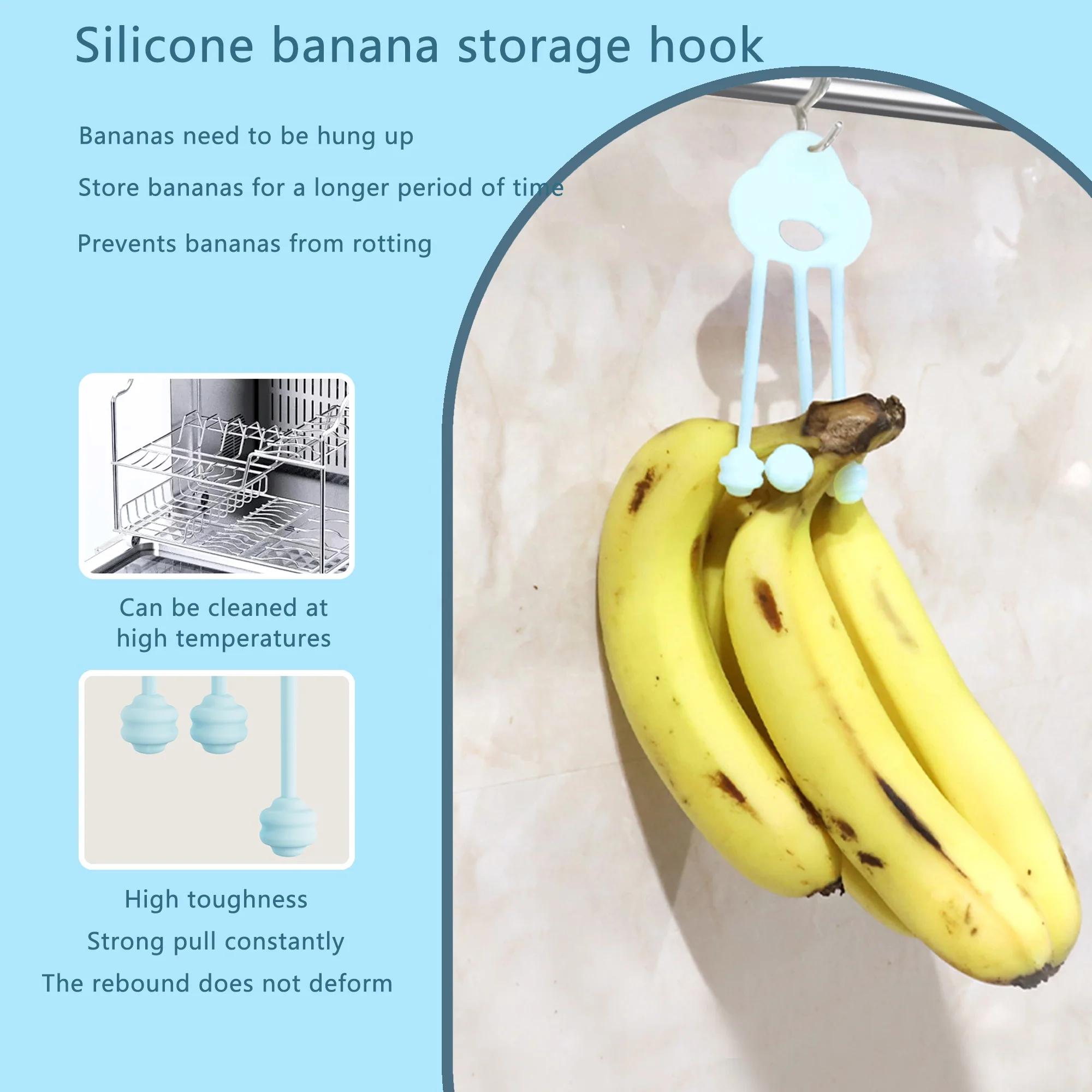 BPA Free Food Grade Silicone Banana Hanger Hook to Keep Bananas Fresh Silicone Banana Holder