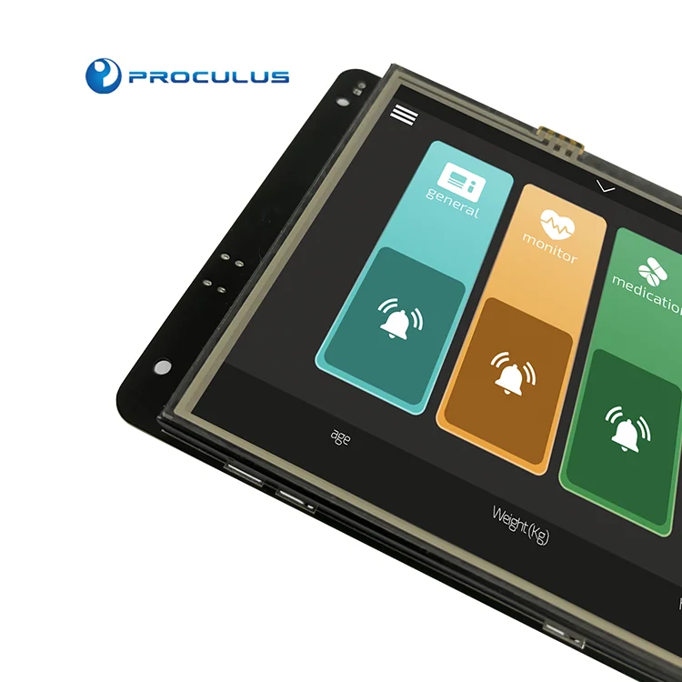 Proculus 7inch Embedded hmi Touch Screen Panel intelligent serial port LCD Display resistive Touch screen TTL Lcd Modules
