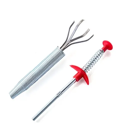 60cm Sink Expanding Hook Tool Press Plumbing Bendable Drain Snake Manual Spring Sewer Cleaning Steel Wire Pipe Cleaner