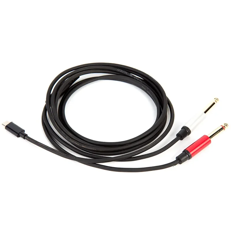 Professional Type C to Dual 6.35mm 1/4 Inch TS Audio Cable for Smartphones Tablets Laptops Amplifiers Speakers