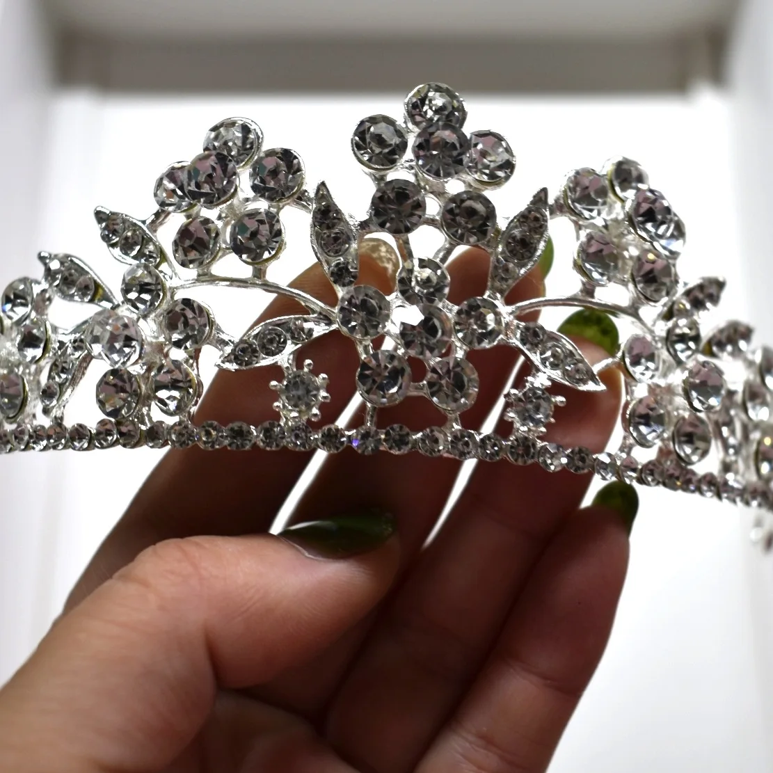 Hot sale bridal crown wedding Princess birthday diamonds hair accessories rainbow tiara flower girl tiara bling crown