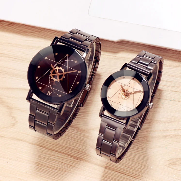 
Best Selling Gear Decoration Sport Watches Round Dial Couple Watches Men Women Quartz Wristwatch Stainless Steel Watch Band 