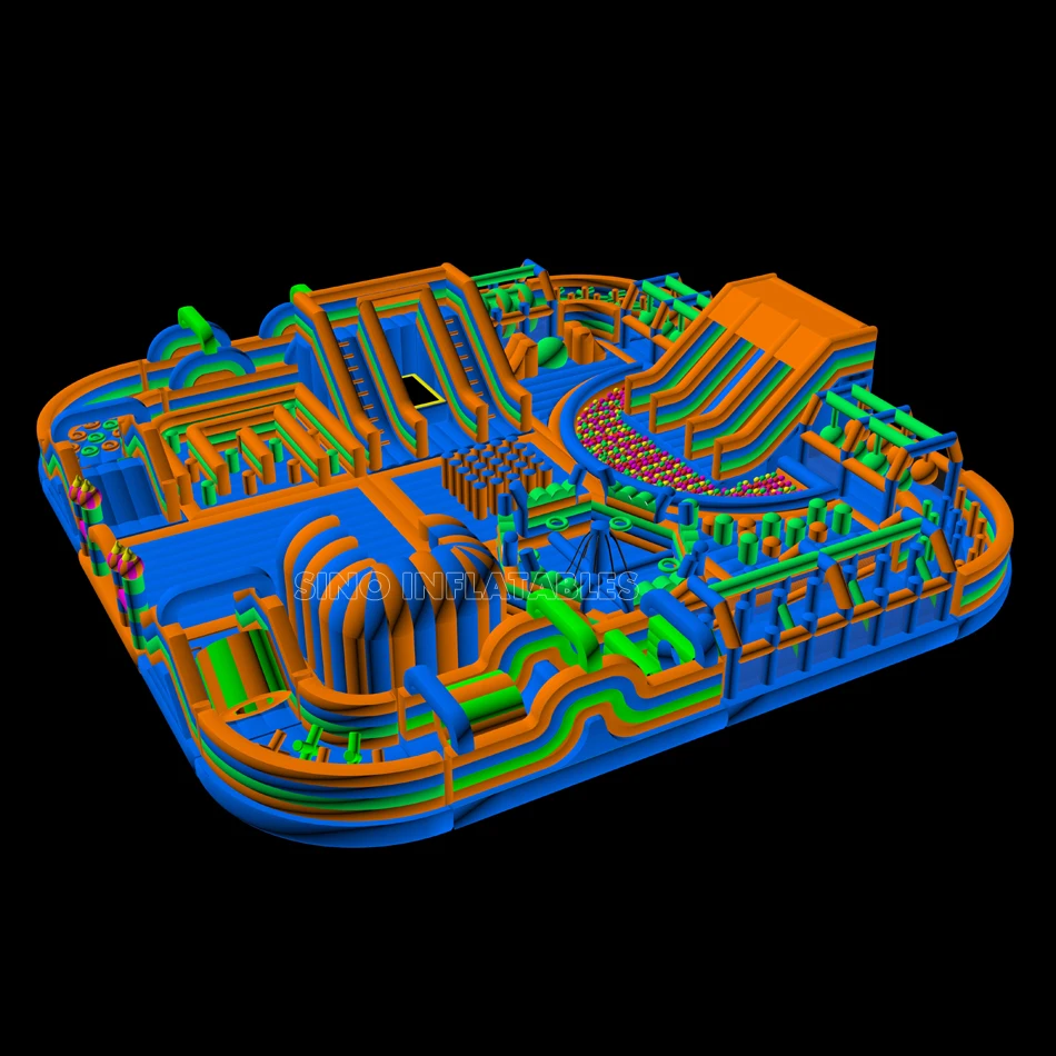 35x35m kids N adults indoor giant inflatable theme park with pop obstacle courses from China inflatables factory