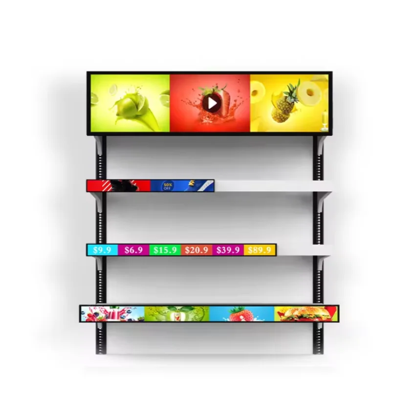 RuiGuan Lcd Ultra Wide Digital Shelf Edge Advertising Screen 19.5 Inch Indoor Stretch Bar Lcd Panel For Commercial Display