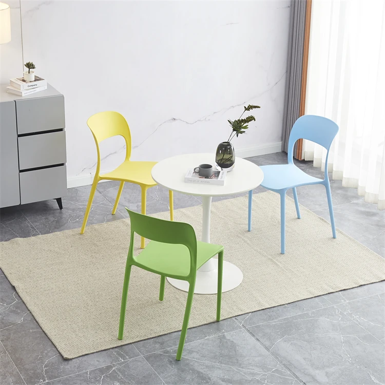 2022 Colorful Modern design Restaurant Kitchen Cafe Sillas Plastic Chair Stackable dining plastic chair