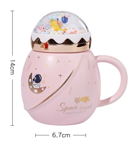 MSH Cute Cartoon Planet Ceramic Mug Christmas Pot Belly Coffee Cup Birthday Gift