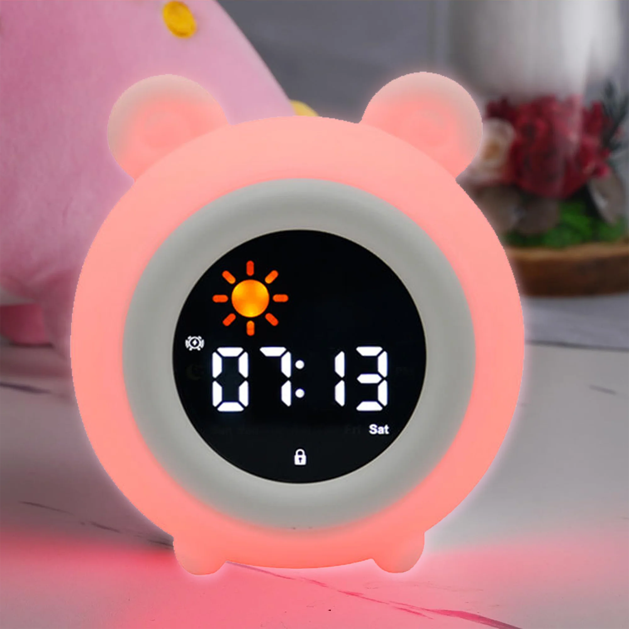 Hot Sales Kids Alarm Clock Ok to Wake Clock with Sun Star Sound Machine Night Lights Sleep Training Clock for Toddlers Children