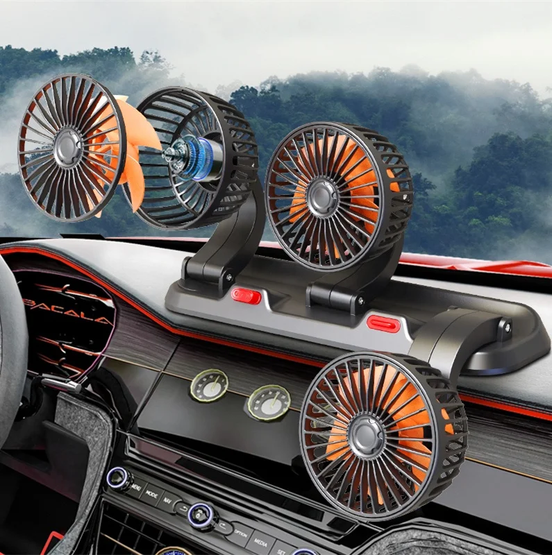 5V 12V 24V Car Fan Cooling Car Fan 3 Heads USB 2 Speed Adjustable Cooler Fan Car Accessories Wind Adjustment