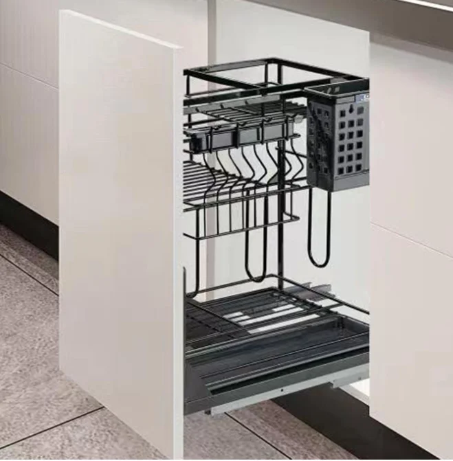 Functional Kitchen Stainless Steel Drawer Basket  for Base Cabinet Storage System Dish and Bowl Rack