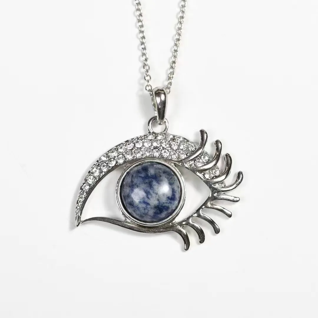 Wholesale Natural stone crystal gemstone crystal craft sodalite amethyst Evil eres crystal pendant for healing gift