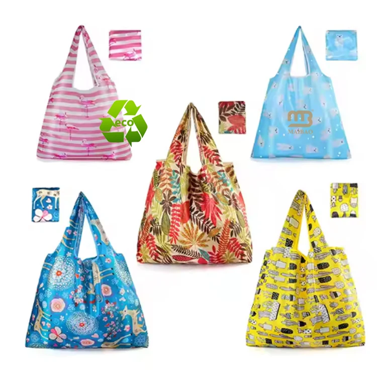 Eco-friendly Fashion Polyester Shopping Tote Bag Nylon Reusable Foldable Oxford Tote Bag Custom Printed Nylon Bags For Packaging