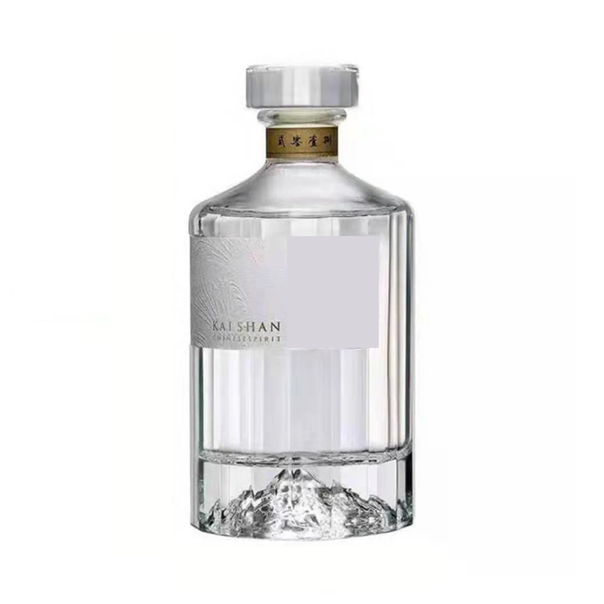 750ml 700ml 500ml Luxury custom logo Mountain Bottom square whiskey bottle with glass lid