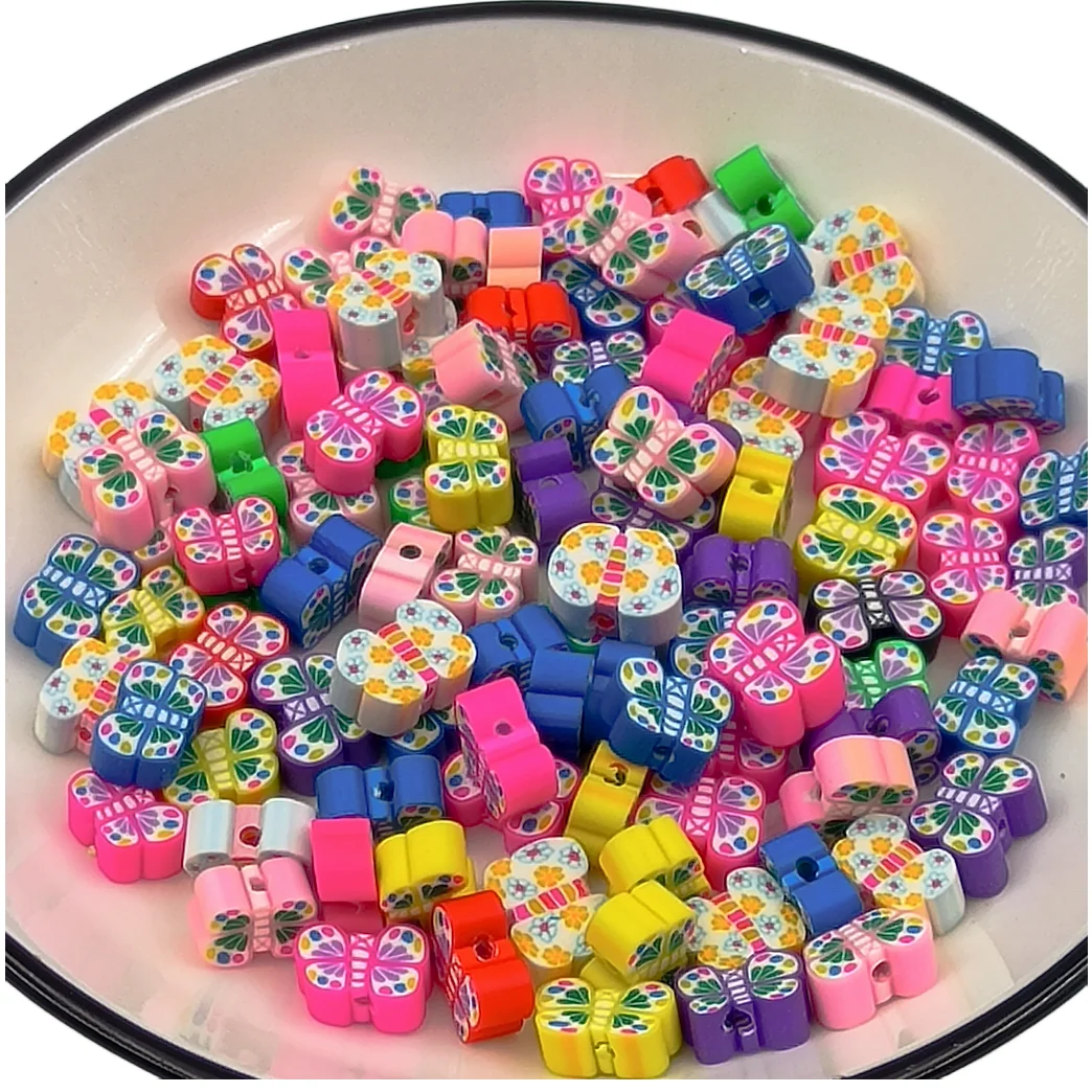 Professional 10 * 5MM mixed color butterfly polymer clay For Fimo piece jewelry making bracelet