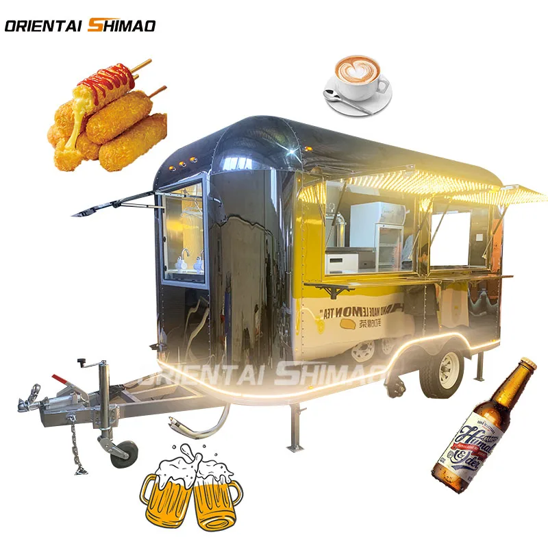 Oriental shimao Mobile Airstream Coffee Burger Ice Cream fully equipend fryer Trailer food truck manufacture