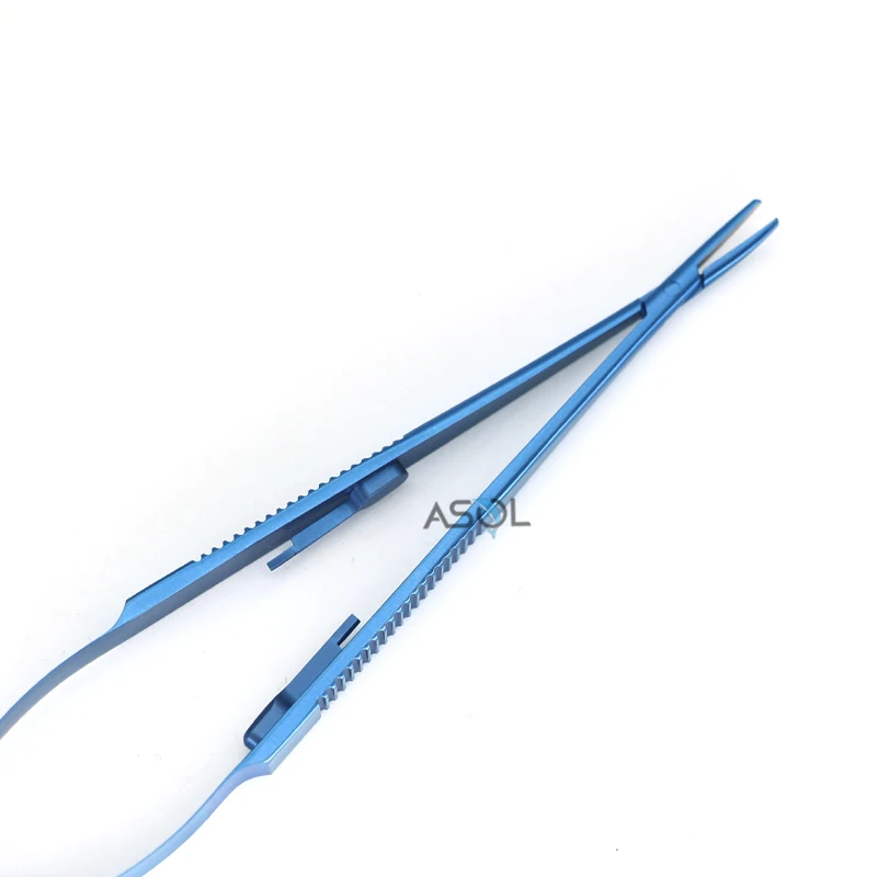 Surgery instruments 11mm curved jaws castroviejo needle holder with lock standard blunt tips