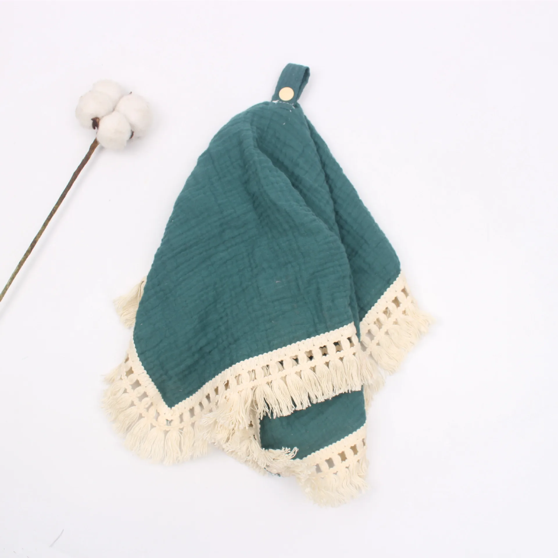 
Wholesale muslin comfort towel pacifier pendant solid baby security blanket with tassel 
