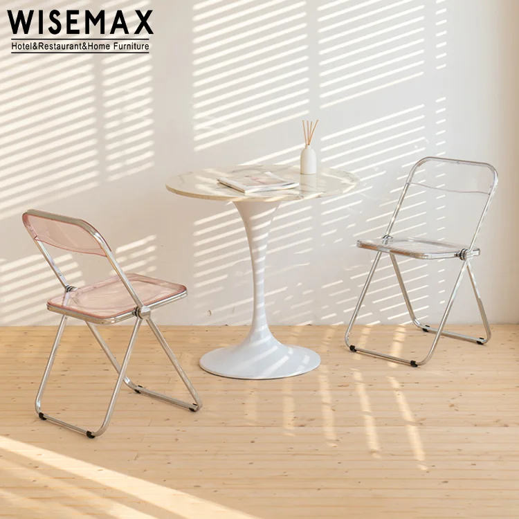 WISEMAX FURNITURE Wholesale cheap modern clear acrylic PC plastic folding dinning chairs for party wedding rental use