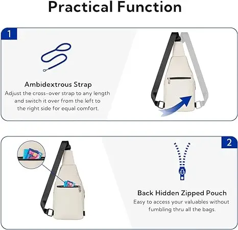Unisex Outdoor Sports Chest Pack School Bag with Burglarproof Zipper Waterproof for Men and Women