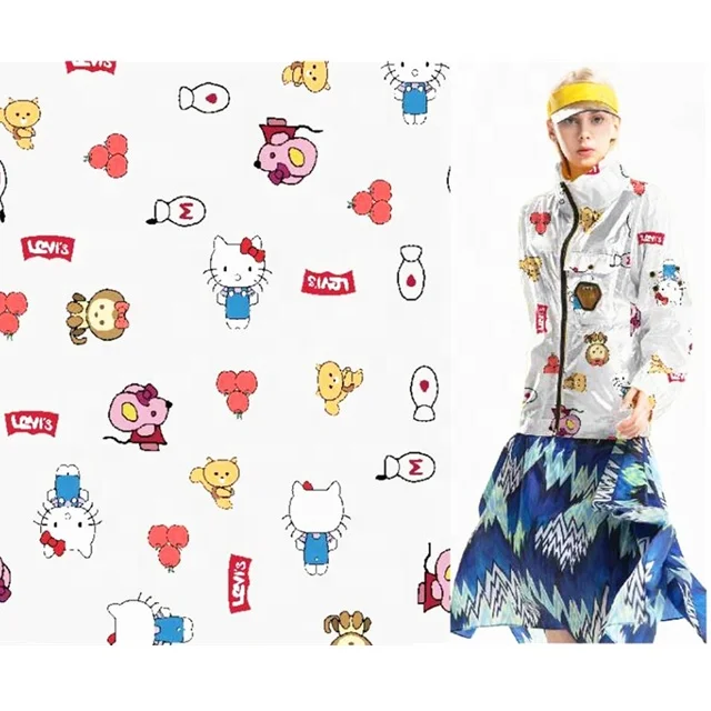 15D Мультфильм HelloKitty Женская Солнцезащитная одежда юбка нейлоновая тафта Цифровая печатная ткань