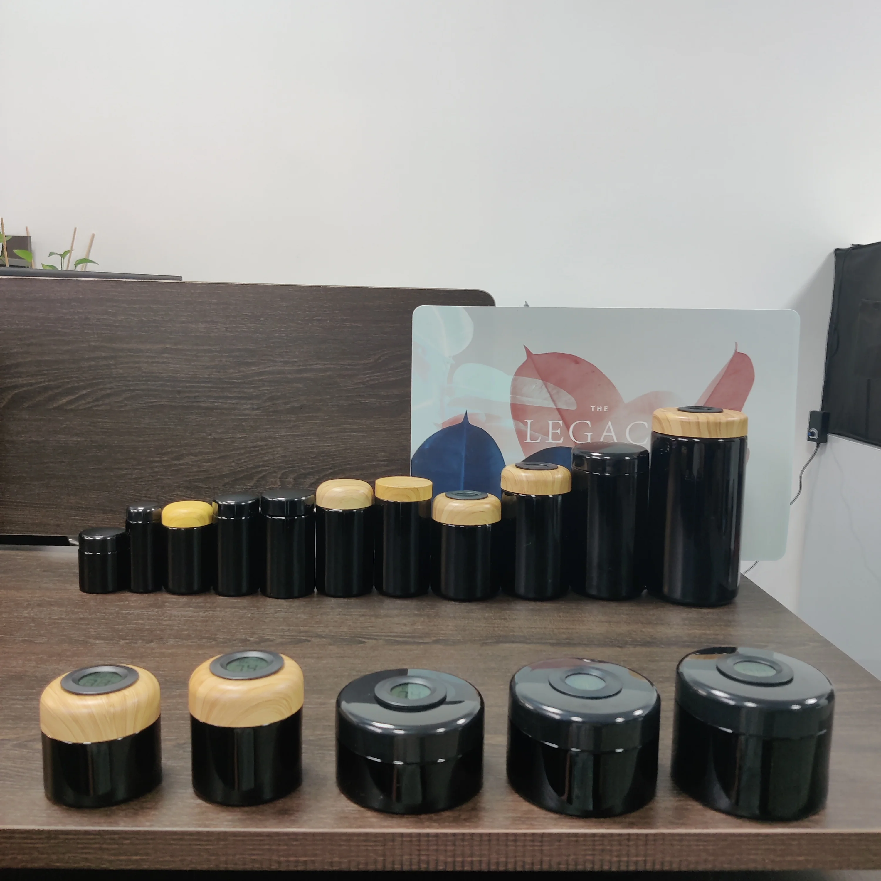 Round Large 250g 500g UV Black Dark Ultra Violet Stash Jar Herb UV Smell Proof Air Tight Ultraviolet Storage Glass Jar