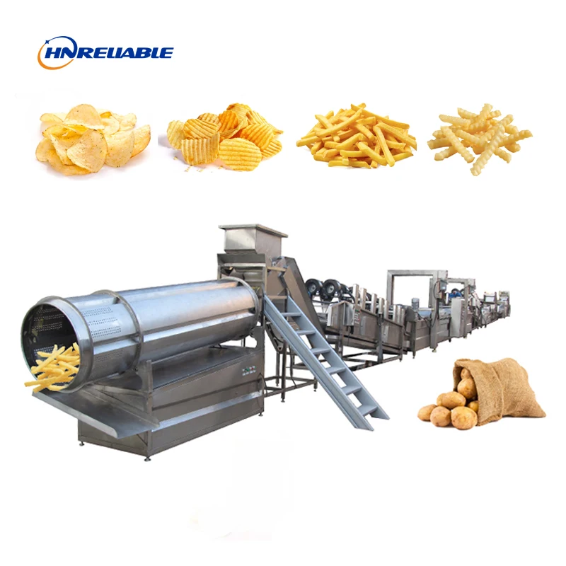 100~500kg/h Fully Automatic french fries Manufacturing Equipment price automatic potato chips production line
