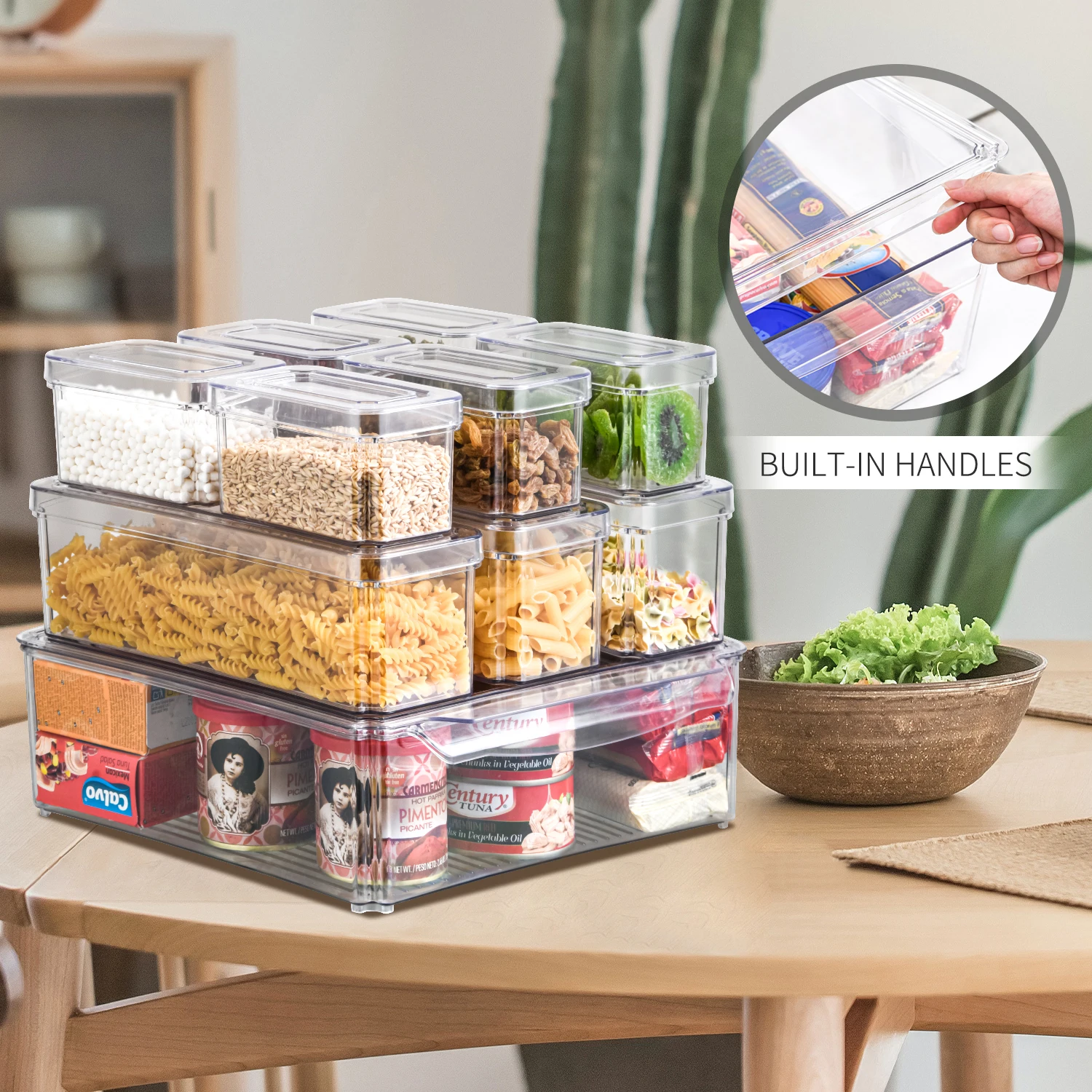 New Plastic Refrigerator Food Grains Storage Container Plastic Fridge Storage Bin Set Transparent Refrigerator Organizer