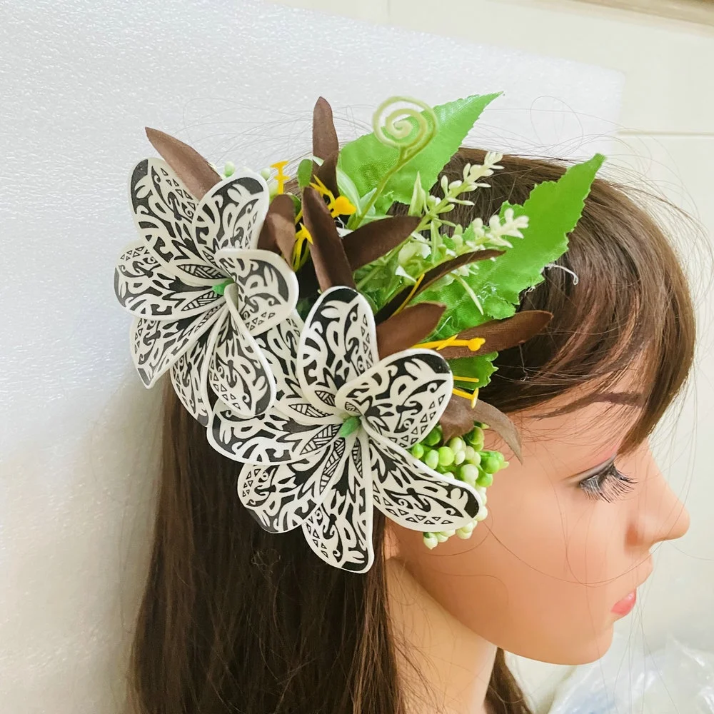 Foam flowers hair Clip Artificial tropical plumeria Island frangipani tiare hibiscus pin comb headband dancing party accessories