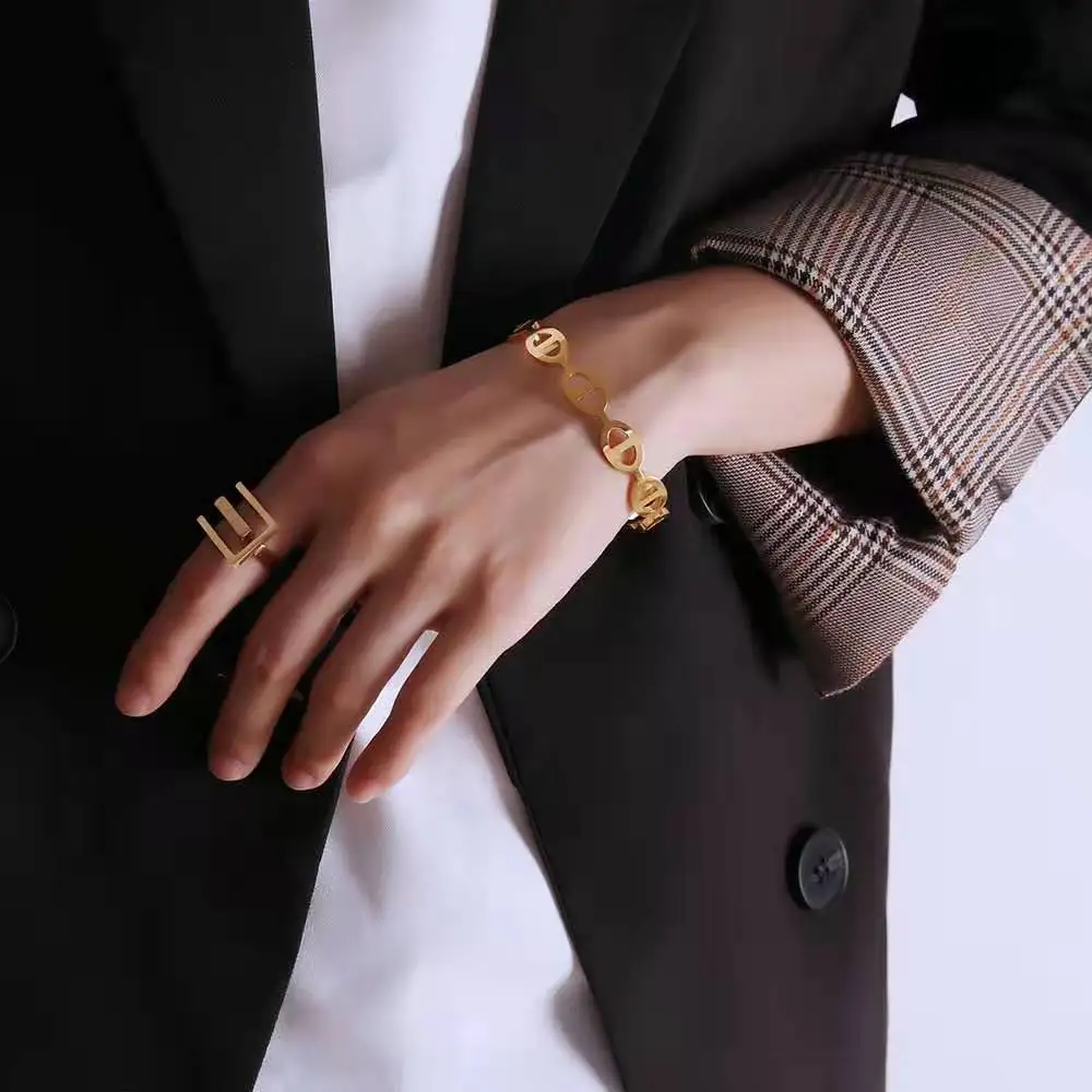 fashion 2020 minimalist korean geometric metal copper gold plated rings  designs for women