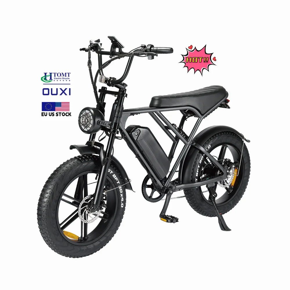 Ouxi H9 V8 2.0 Electric City Bicycle with Lithium Battery Steel Frame Disc Brake Fat Tire Bike Adults Available USA Warehouse
