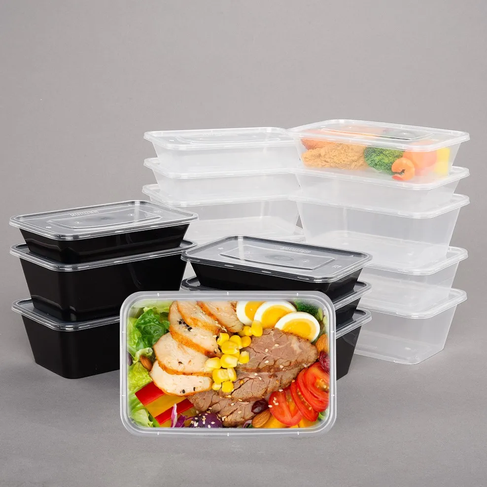 Clear Eco-Friendly Lunch Bento Box Microwavable take out rectangle plastic disposable take away food containers