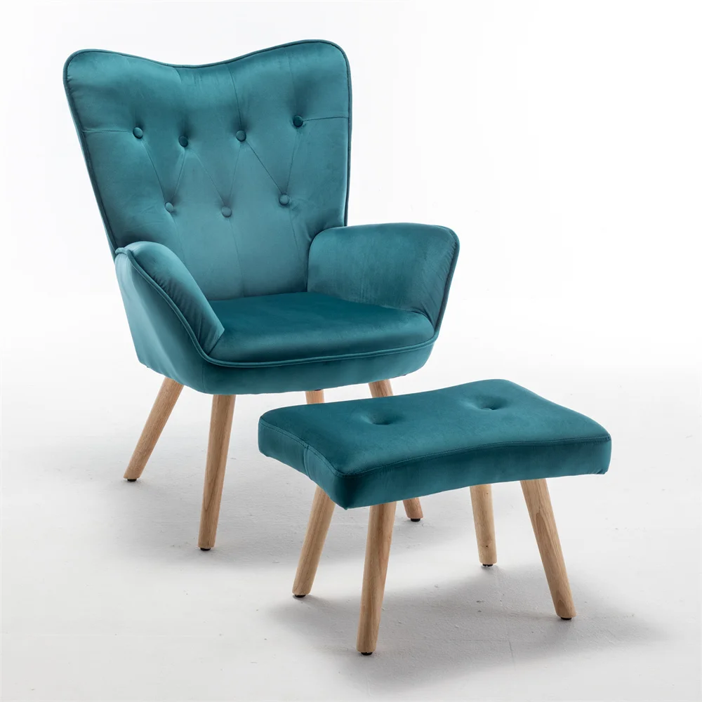 Бархатный стул с акцентом, современный Стеганный стул с пуговицами, стул для туалетного столика с подставкой для гостиной