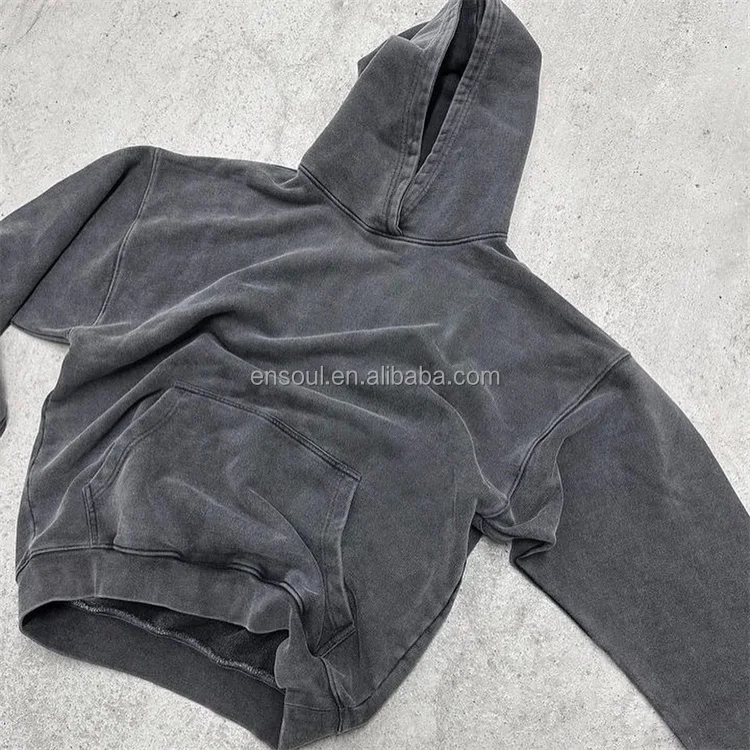 Wholesale Bulk Heavyweight Heavy Unisex High Quality Anti-Shrink Vintage Washed 500 Gsm Cotton Blank Plain Hoodies