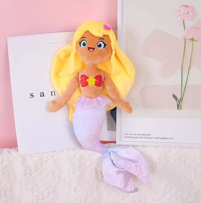 Plush Mermaid Princess Toy Cute Stuffed Mermaid Princess rag doll Cuddly Soft Hugging Plush Toy Doll for Toddlers Girls