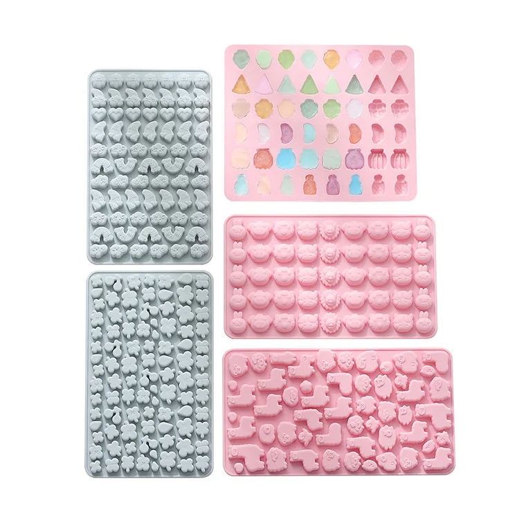 Silicone Candy Chocolate Molds Contains Small Hearts, Fruits,Animal Shape and Making Gummy, Candy, Chocolate and Small Ice Cubes