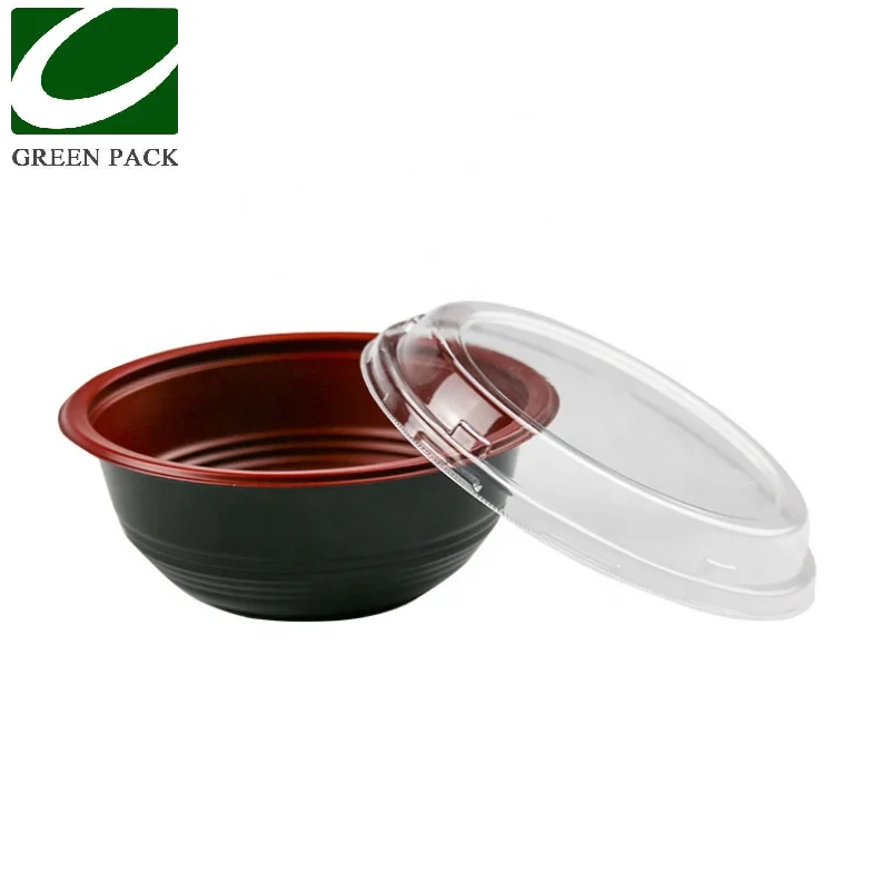 1000ml Big Capacity Microwavable made in Recyclable Plastic Material PP Soup / Ramen Bowl with OPS or Natural PP Lid