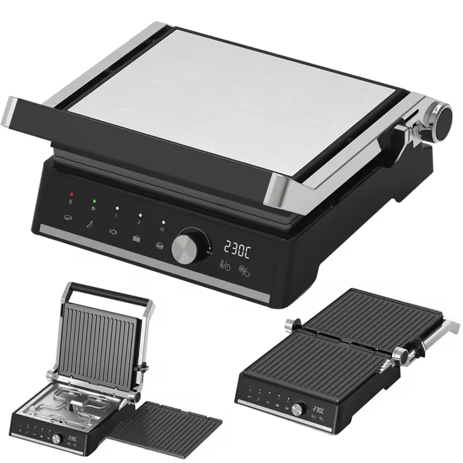 2000W 4 Slices Digital Electric Grill Smokeless Stainless Steel Cover Detachable Contact Grill Electric