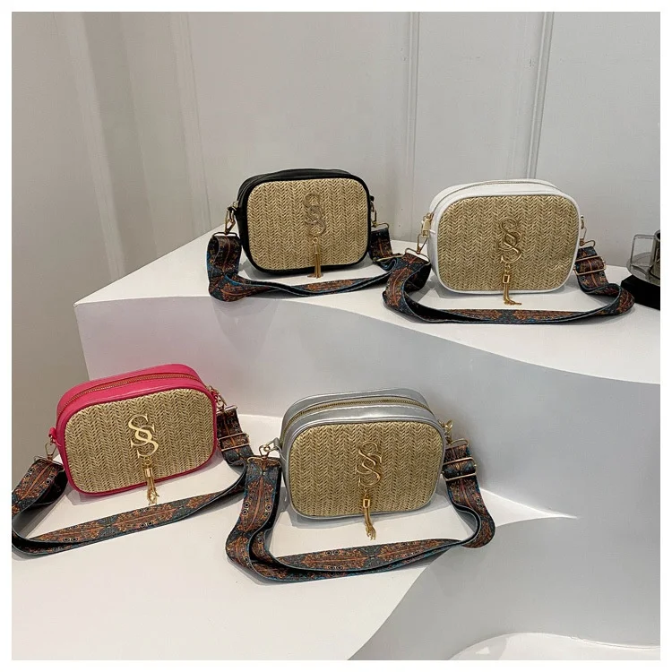 New Arrival Summer Braided Straw Crossbody Bag Rattan Woven Beach Travel Shoulder Bag