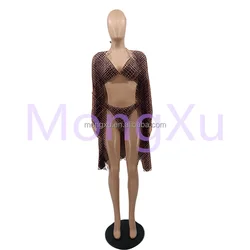 Famous Designer Sexy Fashion Bikini Set Beach Three Piece Swimsuit With Chest Pad Designer Swimsuit