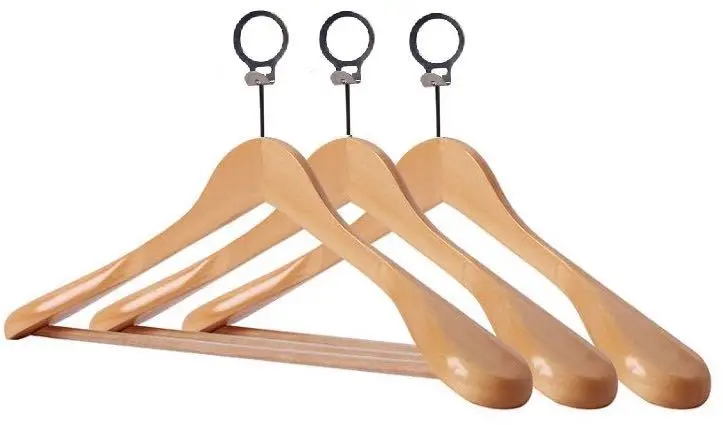 Lavinia Wholesale Anti Theft Hanger Non Slip Hotel Wooden Clothes Hangers With Anti Theft Ring