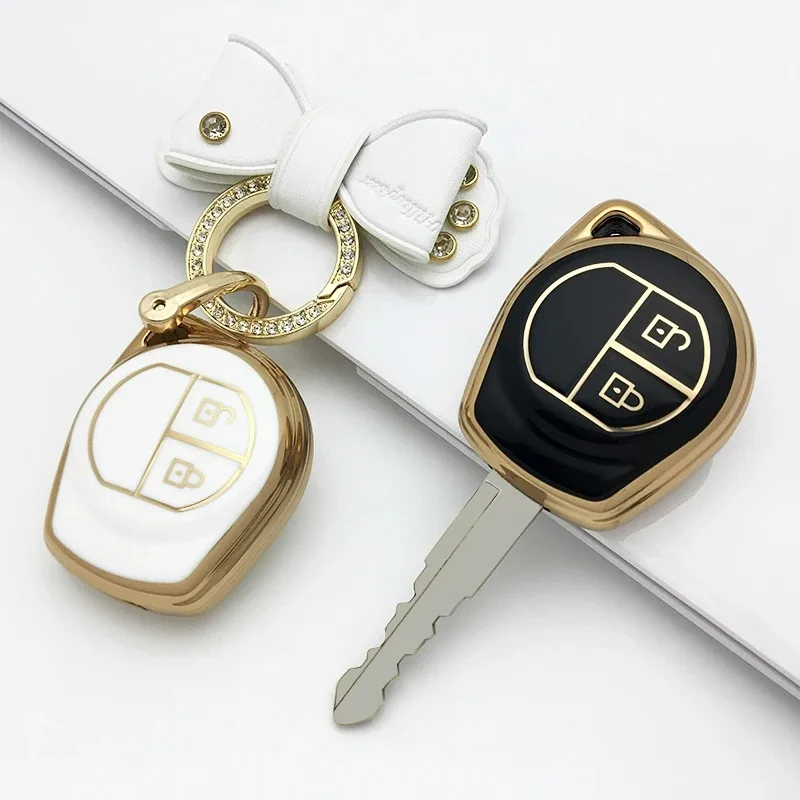 Wholesale gold edge beautiful new soft tpu car smart key case fob cover housing skin for suzuki swift Crossover SX4 JIMNY