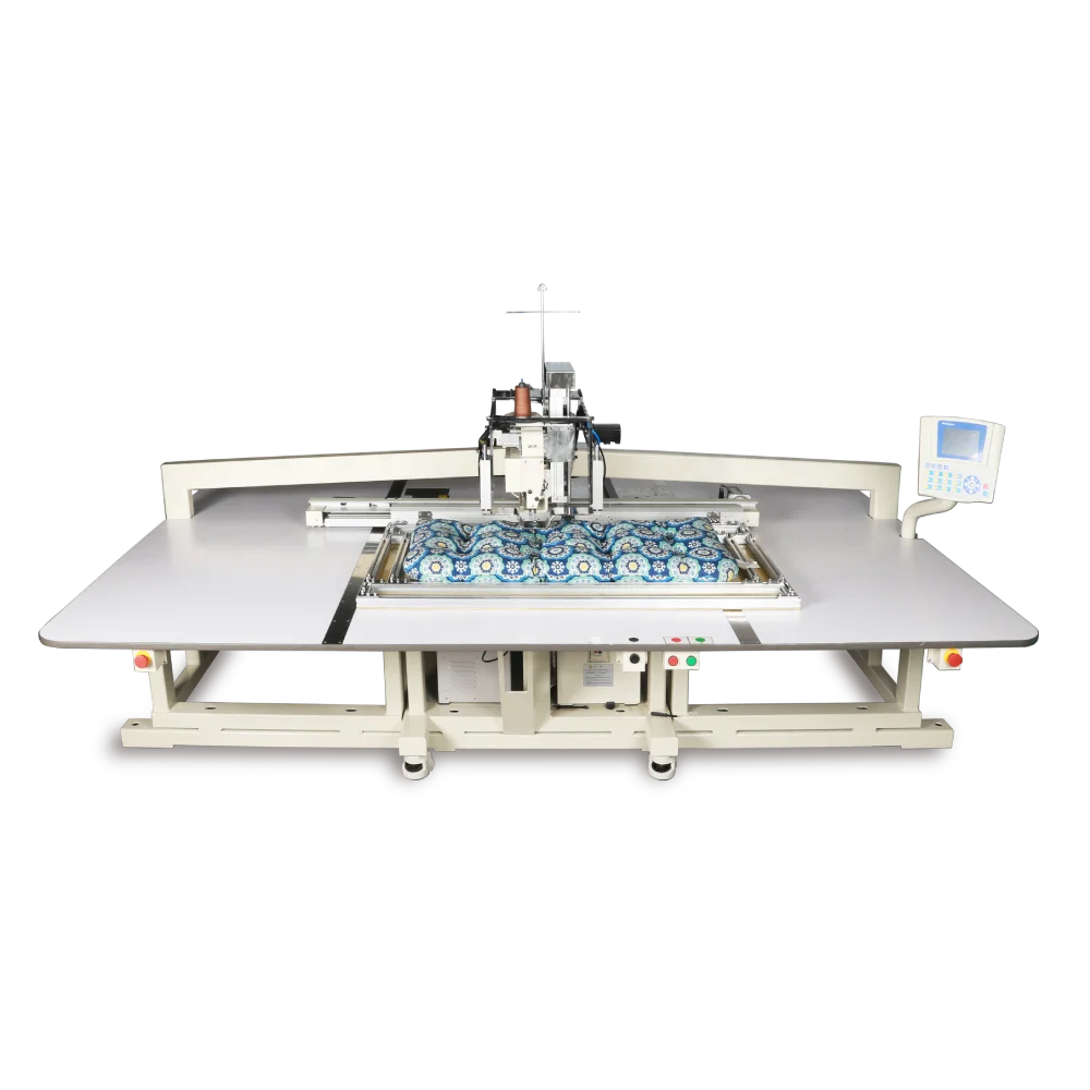 Richpeace Automatic Cushion Pillow Sewing Single Head Bar Tacking Machine for home textile industry.