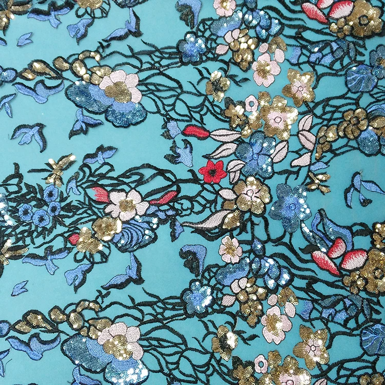 
Hight quality products Kids wear/Wildely Used knitted floral embroidered tulle fabric 