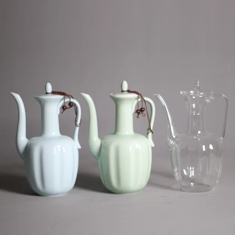 Porcelain Ceramic Chinese Traditional Vintage Green Tea Pot matcha accessories Mud Stoneware Chinese Teapot