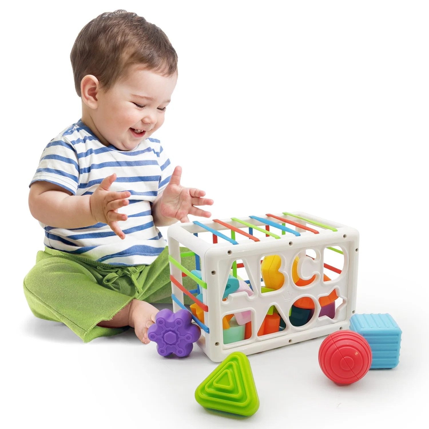 Hot Infant Developmental Learning Multi Sensory Shape Sorting Baby Educational Toys Baby Sorter Toy Colorful Cube Toys